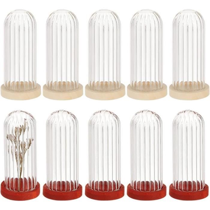 30 Mini Cloches En Verre Avec Socle Bois - Dôme Verre 30x49,5 Mm - Pour Déco, Artisanat, Présentation De Petits Objets