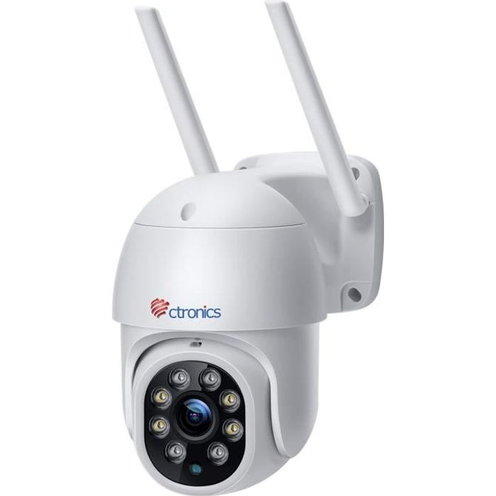 Ctronics PTZ Caméra Surveillance Wifi 2.4Ghz Extérieure 1080P Suivi Automatique Détection Humaine Vision Nocturne Couleur 25M