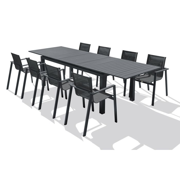 Ensemble repas de jardin 8 places en aluminium - Gris anthracite - MIAMI Ensemble repas de jardin 8 places en aluminium - Gris anthracite - MIAMI