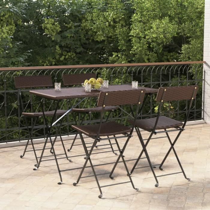Chaises de Bistro Rotin Marron Chaise de Balcon Pliante Jardin Terrasse