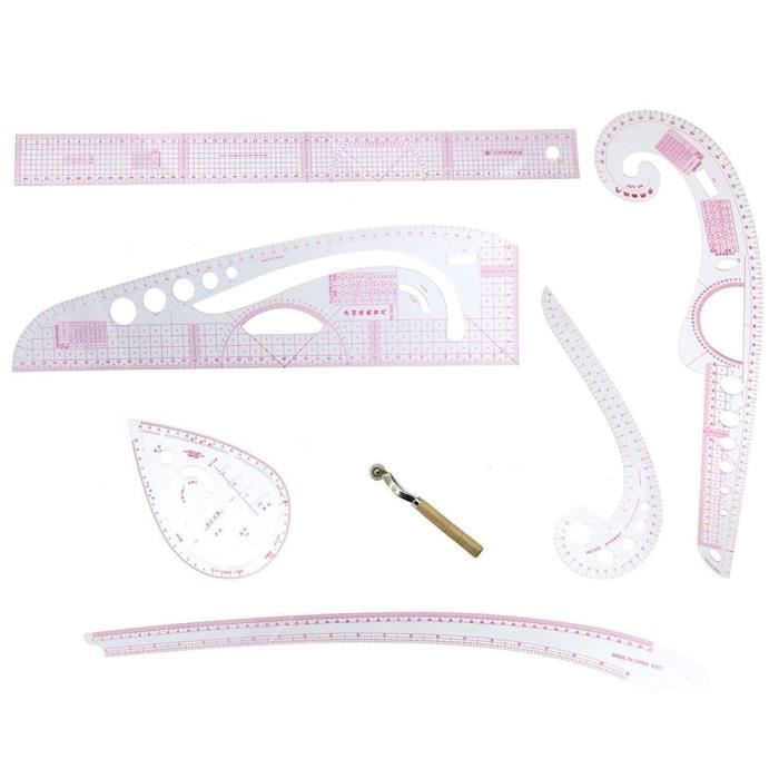 Outils de couture adapté aux vêtements conçus, 6 pièces règle de couture en plastique