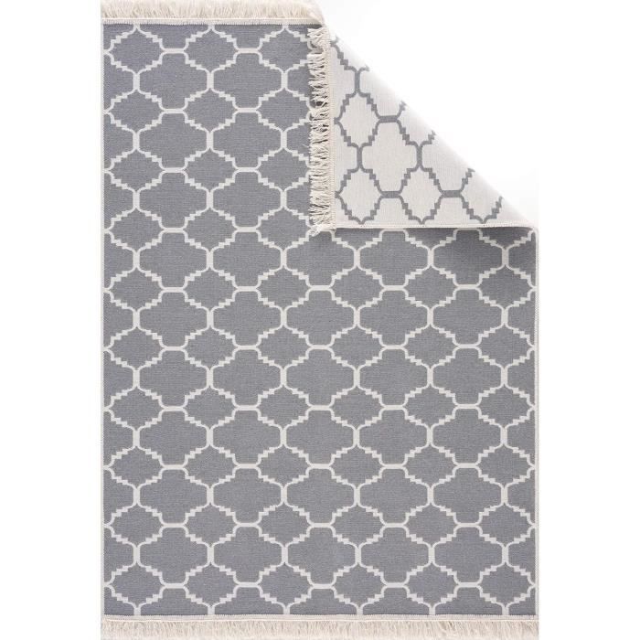 Tapis Rond Gris Clair 80 Cm - Poils Courts En Polypropylène - Pour Chambre, Salon, Bureau Ou Couloir
