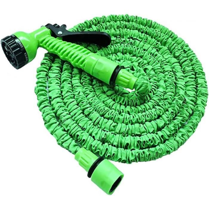 Tuyau Arrosage Extensible Flexi Hose 30m - Anti-Nœuds, Raccords Laiton - 8 Modes Arrosage - Noir