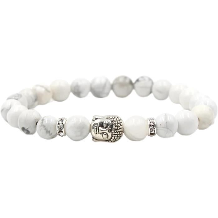 Bracelet En Alliage Blanc Avec Croix Et Perles - Unisexe Pour Hommes Et Femmes - Longueur 19 Cm
