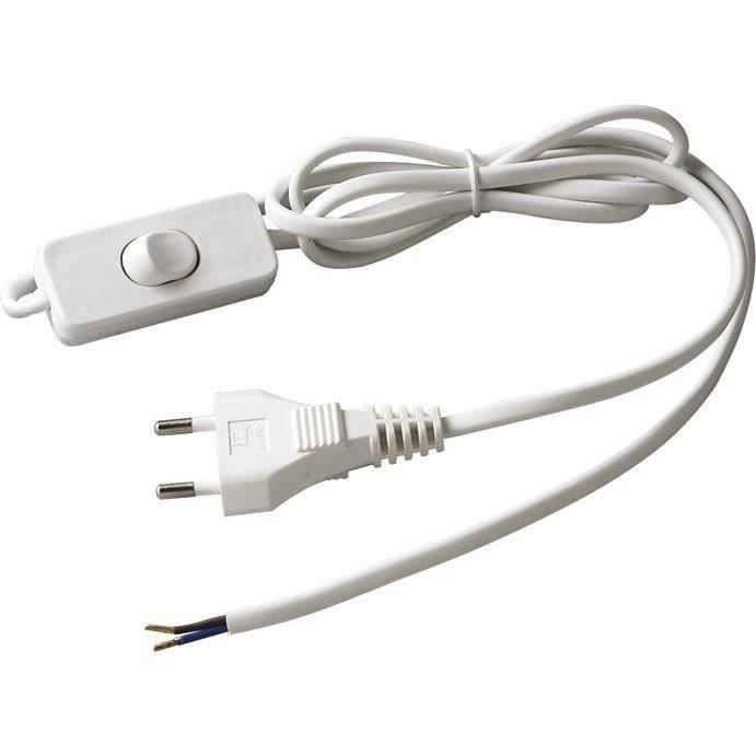 Cordon HO3vvh2f 1m50 inter fiche blanc blister