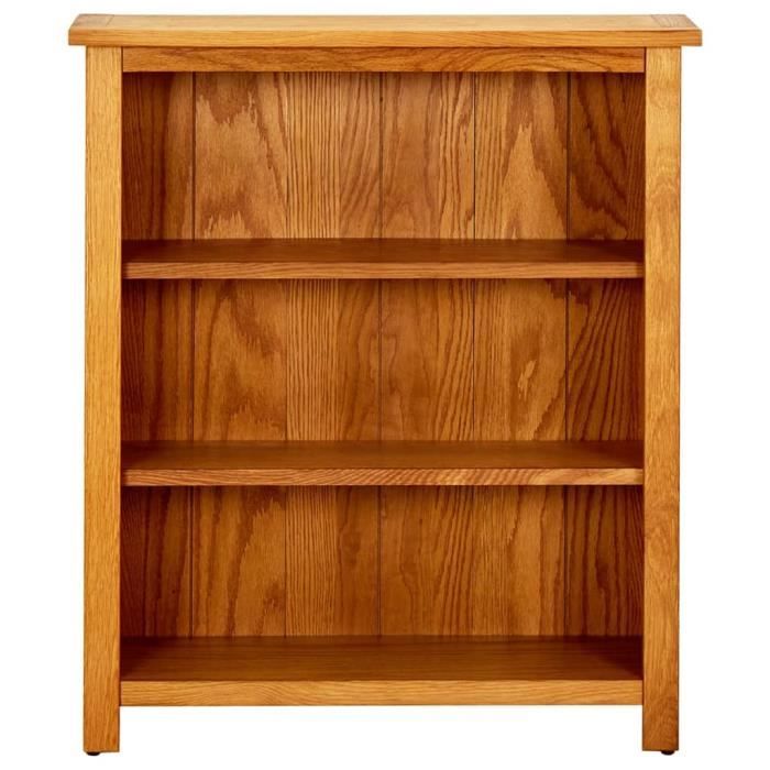Bibliothèque - GAROSA - 3 étagères - Bois de chêne massif - 70 x 22 5 x 82 cm - Marron