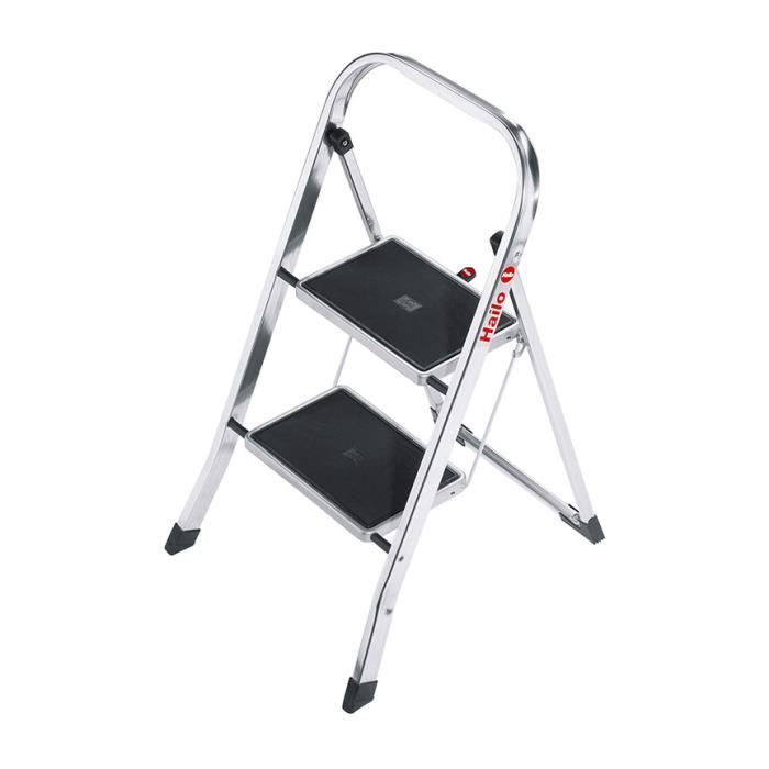 Marche pied pliant HAILO K30 2 marches en aluminium avec tapis antidérapant et garde-corps ergonomique