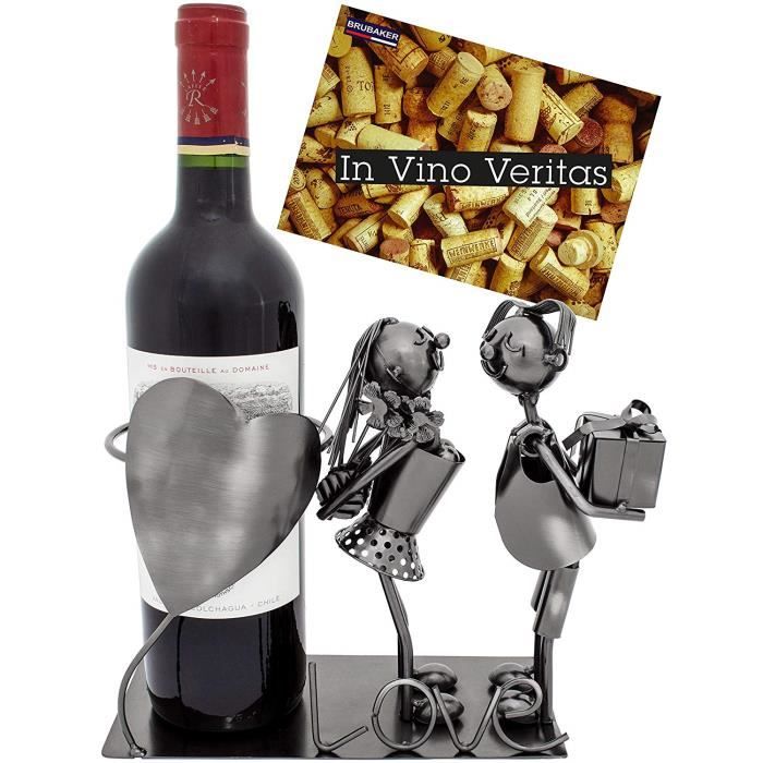 Carte-cadeau BRUBAKER Porte-bouteille de Vin Chef de Cuisine Sculpture Métal Carte-cadeau BRUBAKER Porte-bouteille de Vin Chef de Cuisine Sculpture Métal