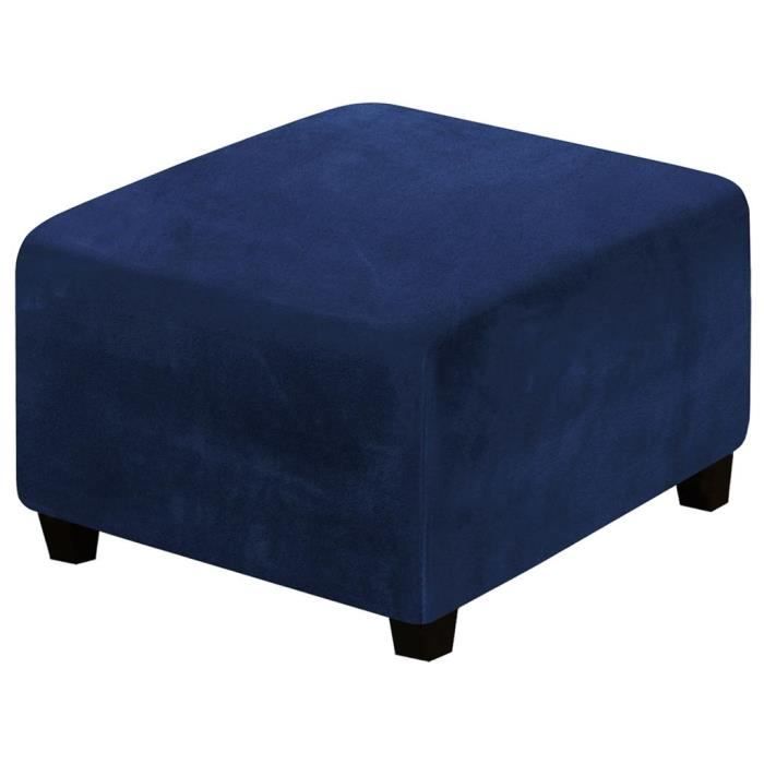 repose-pieds extensible canapé bas canapé carré solide housse de tabouret anti-poussière meubles de protection série bleu marin