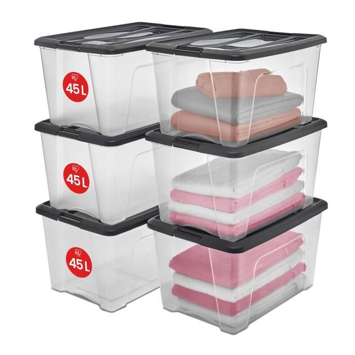 Boîte de rangement et de stockage étanche rectangulaire en plastique  transparent - 44 Litres : : Cuisine et Maison