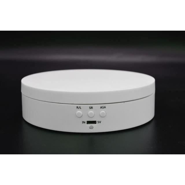 Plateau Tournant Motorisé 20cm - Présentoir Rotatif 360° Charge 8kg - Vitesse Réglable Avec 5 Fonds PVC