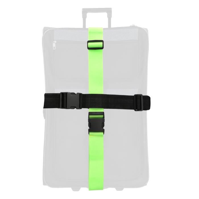 Kwmobile 2x Sangle de bagage en croix - Ceinture de valise réglable pour voyage  avion train - Accessoire Sécurité - Double fermeture
