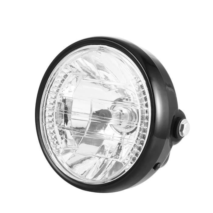 Phare Feux Avant de Moto Rond Universel 12V H4 35W Phare Avant /à LED Moto avec Support