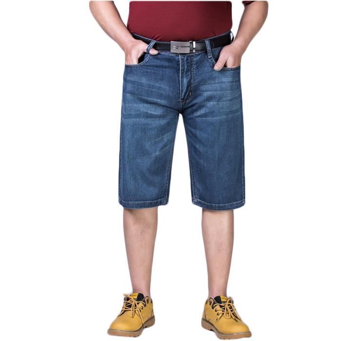 MISSMAO Shorts Jeans Homme Grande Taille - Denim Élastique 4 Poches, Coupe Relaxed Fit Été