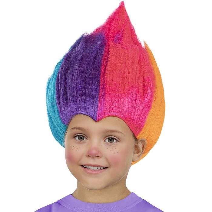 Folat Perruque Arc-en-Ciel Multicolore Crêpée - Taille Unique Adulte - Polyester - Carnaval Halloween