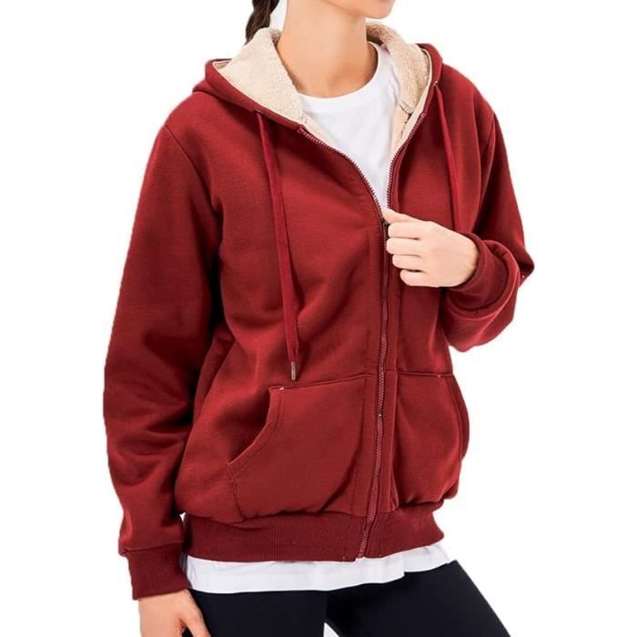 Veste Polaire Femme - Rouge - Manches Longues - Ski - Doublure Polaire -  Fermeture Zippée à Capuche Rouge - Cdiscount Sport