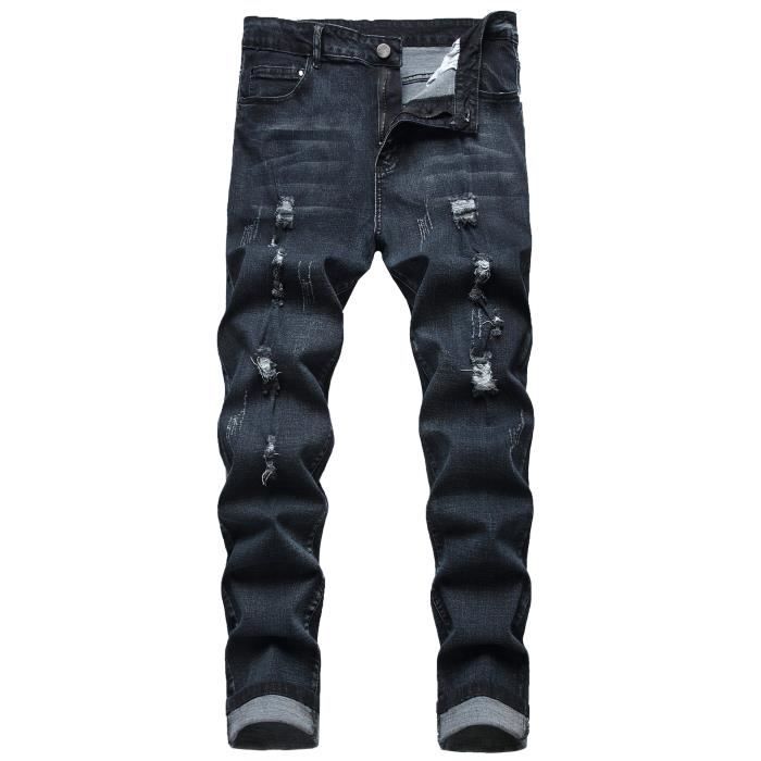 Jean Homme Déchiré Vintage - Coupe Slim, Denim élastique, Avec Trous Et Frottés - Pour Look Décontracté Automne/hiver - 7