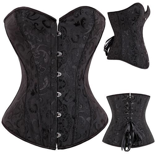 Sexy Jacquard brocart Bustier Corset femmes Slim Corselet noir blanc