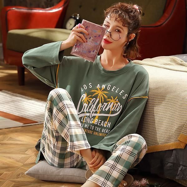 Ensembles De Pyjama Femme Pyjama Femme Hiver Litherday - Ensemble Col En V Manches Longues En Coton à Carreaux Pour Nuit Et Maison Tenue Maison Confort