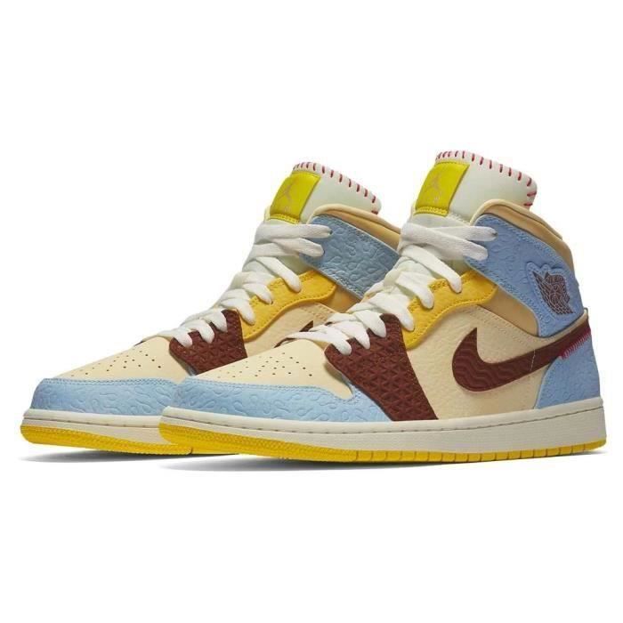 Nike Air Jordans 1 Mid Fearless Chaussures de Basket Air Jordans One Pas  Cher AJ1 pour Femme Homme Jaune - Cdiscount Chaussures