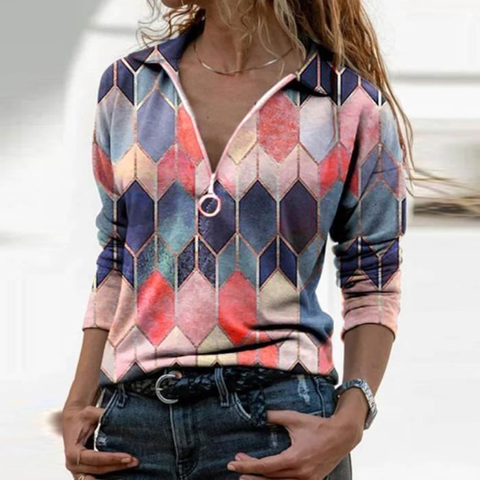 TUNIQUE Pull femme surdimensionné hauts décontracté à manches longues ...