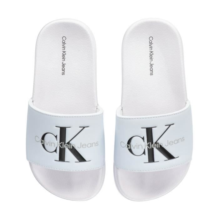 Claquettes enfant Calvin Klein Jeans Logo Print - blanc - 33