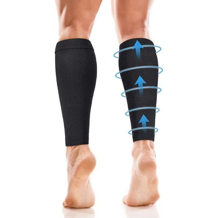 Chaussettes de Compression pour Hommes Femmes - Noir - Course - Attelles de Tibia - Cyclisme