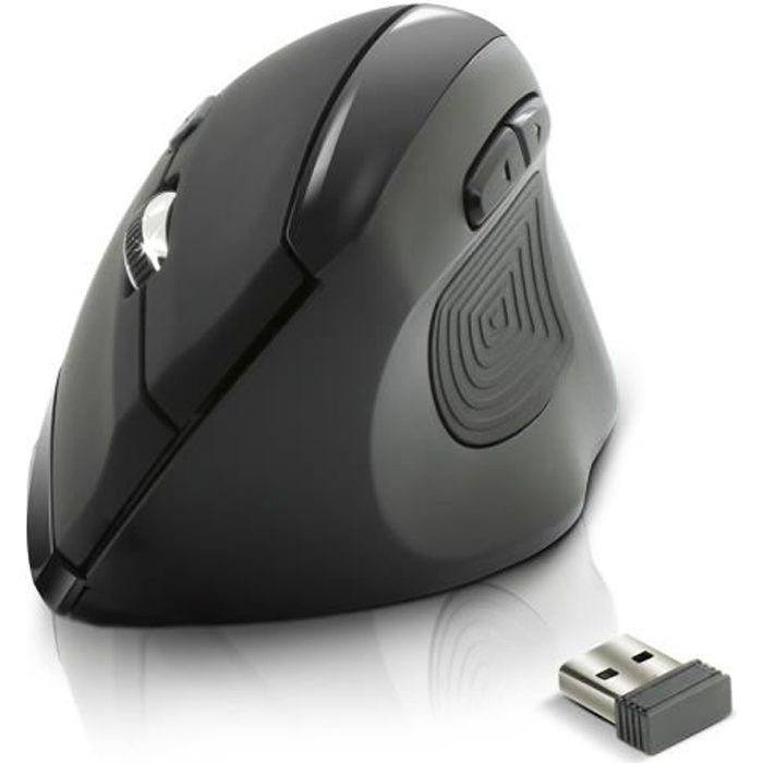 Souris verticale sans fil, conception ergonomique avec commandes latérales