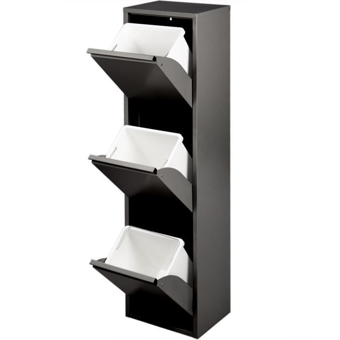 Poubelle Et Bac De Recyclage Noir De 40 L Par Step N' Sort Avec Couvercles Inclus Sns402 B 330799068