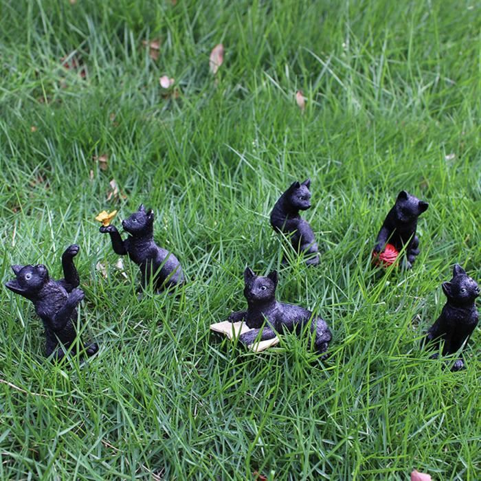 Statue Chat Noir Décorative – Sculpture Peluche Halloween Pour Salon, Bureau, Cheminée