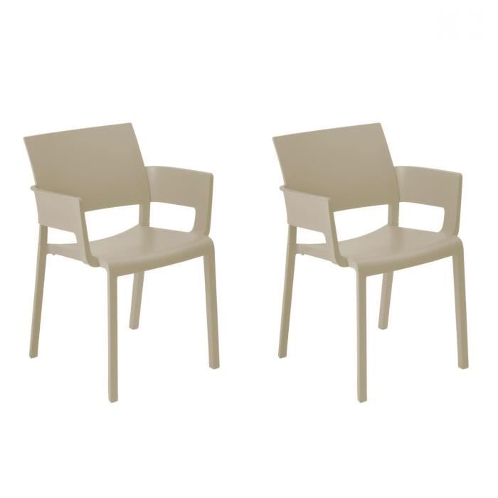 resol fiona lot 2 fauteuil pour extérieur ou intérieur jardin terrasse balcon salle à manger chaises empilables sable
