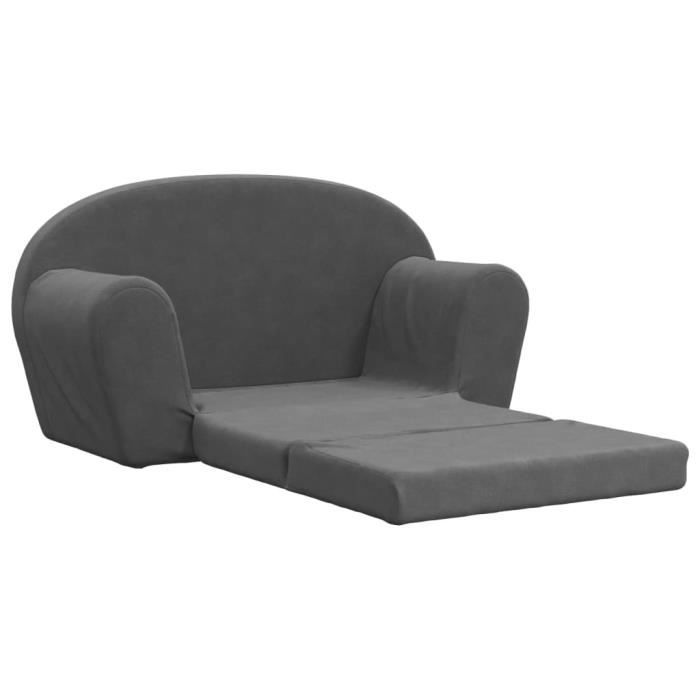 Canapé 2 Places Pour Enfants En Peluche Douce - Dimensions 84x34x45 Cm - Housse Amovible Lavable - Anthracite
