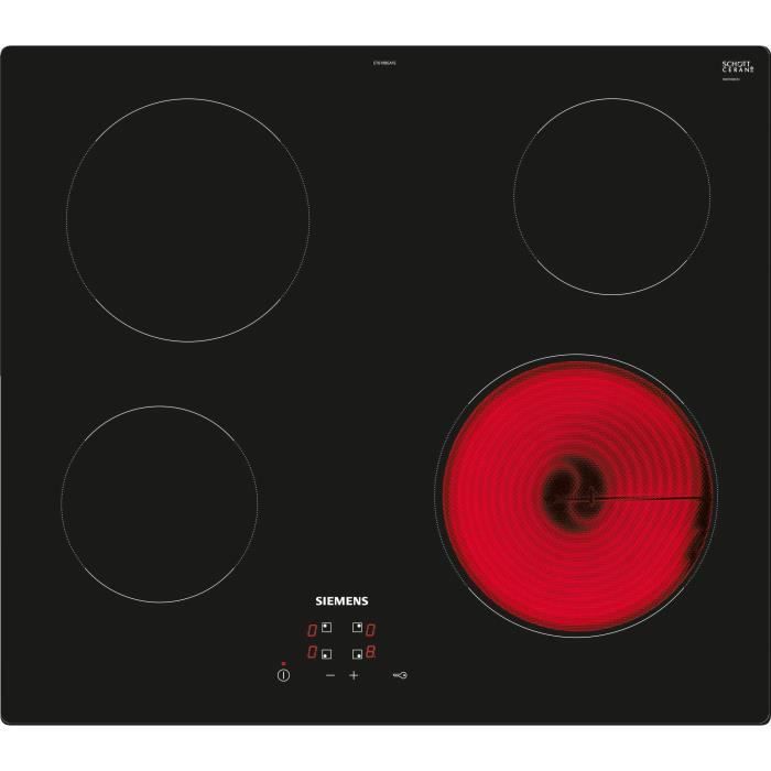 Table vitrocéramique SIEMENS ET61RBEB8E - 4 foyers - Bandeau TouchControl - 60cm