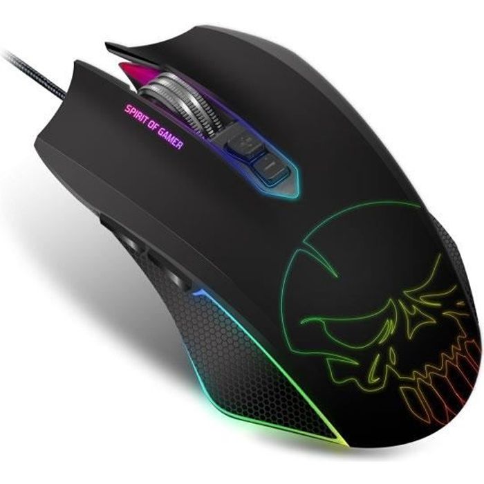 Spirit of Gamer Elite-M40 Skull - Souris filaire pour gamer - droitier - capteur optique 4000 dpi - 7 boutons programmables -