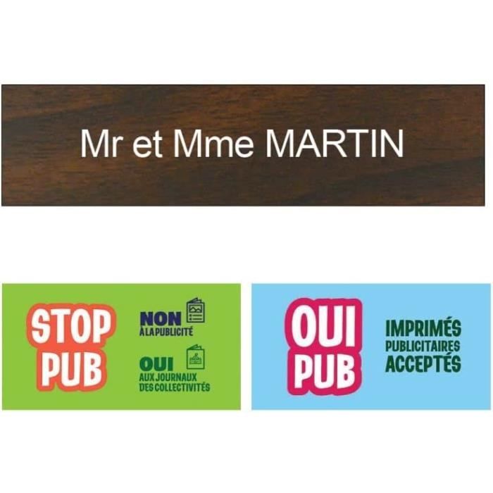 DECOHO - Plaque Boite Aux Lettres Personnalisée Stop PUB - Adhésive
