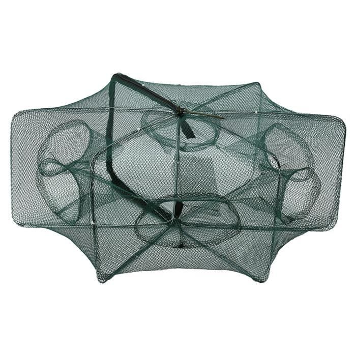 Filet De Pêche Automatique Pliable 12 Trous - Piège à Poissons, Crabes, Crevettes - Nylon Résistant - Fermeture éclair