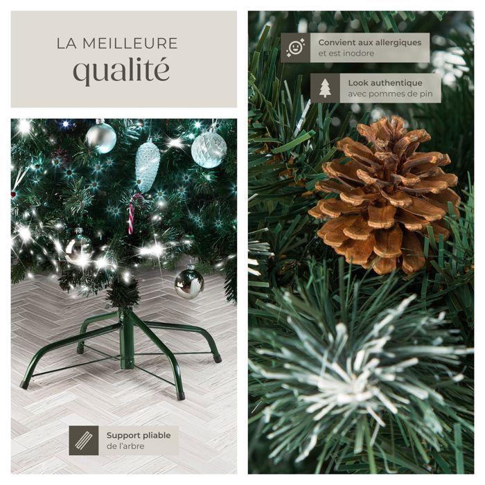 Sapin De Noël Artificiel Tectake 150cm - Type Nordmann - 310 Branches - Vert Avec Pied Métal