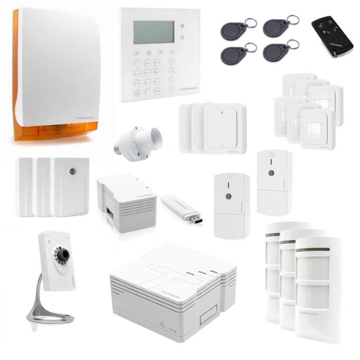 Kit sécurité système d'alarme sans fil pour maison connectée 28 accessoires THOMSON