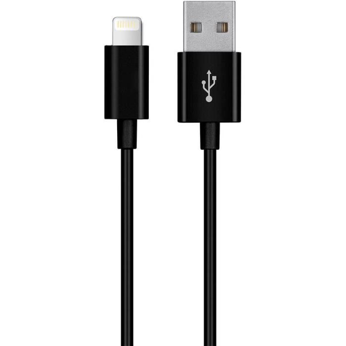 Chargeur pour iPhone 12 / 12 mini / 12 Pro / 12 Pro Max Cable USB Data Synchro Noir 1m