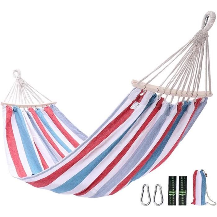 Hamac Double Ultra Léger – 270x140 Cm, Capacité 300 Kg, Camping/jardin, Bleu