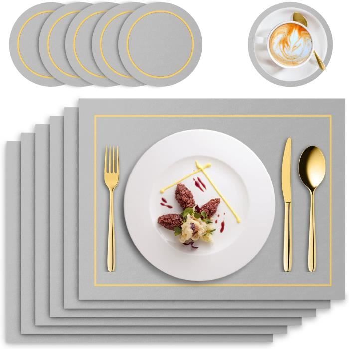 6 Sets De Table En Simili Cuir – Lavables, Imperméables, Réversibles (orange, Ovale) - 11