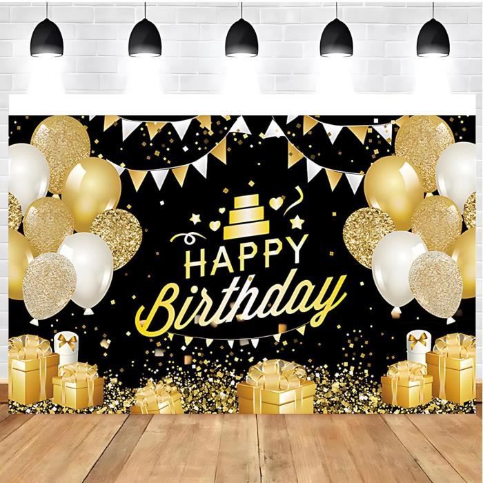 Bannière de Toile de Fond Joyeux Anniversaire pour Femmes Filles, Affiche de Signe en Or Rose
