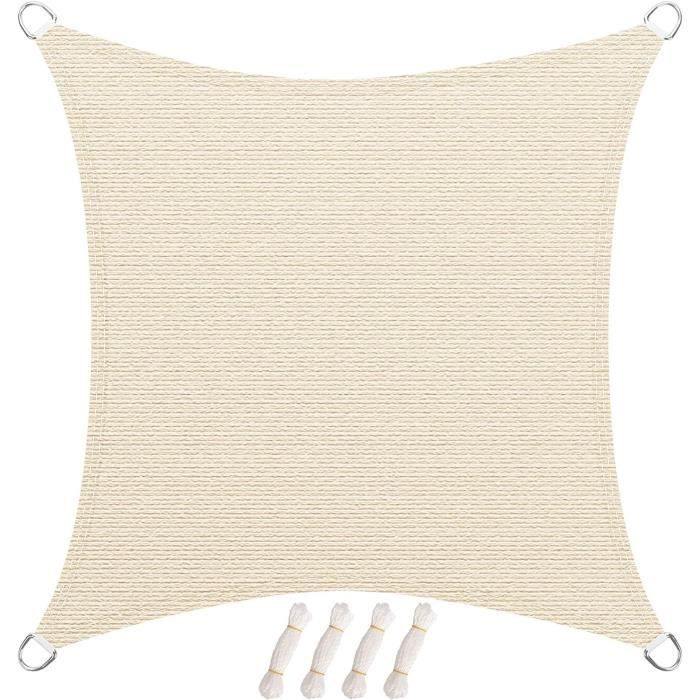 Voile D'Ombrage 2.4 X 3 M Beige - Filet HDPE 220g/m² Anti-UV 95% Avec Corde Et Œillets, Idéal Jardin, Terrasse, Balcon