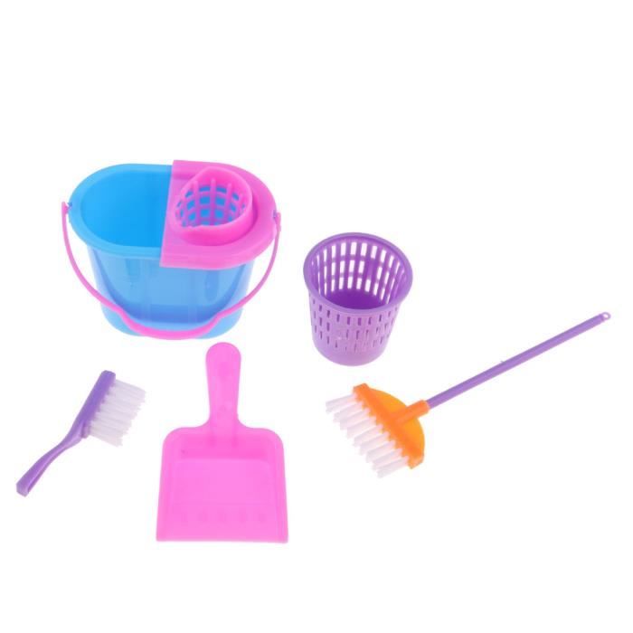 Kit De Nettoyage Miniature Pour Maison De Poupée – 9 Pièces : Balai, Serpillière, Aspirateur, Seau – Échelle 1/12