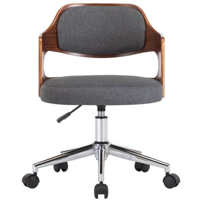 hua - chaises de bureau - chaise pivotante de bureau gris bois courbé et tissu - yosoo - dx05274
