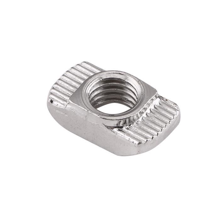 20 écrous à Lame Ressort M6-1.0 - Acier Carbone Nickelé - Pour Profilés Aluminium (type 30, Modèle B)