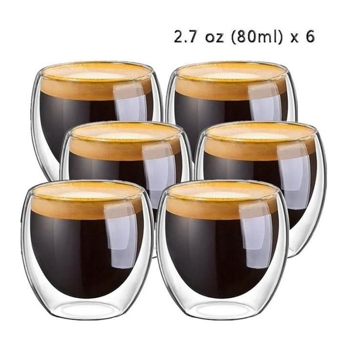 HNNJCK Verres à Expresso à Double Paroi, Lot De 4 ×250 Ml, Tasse à Café