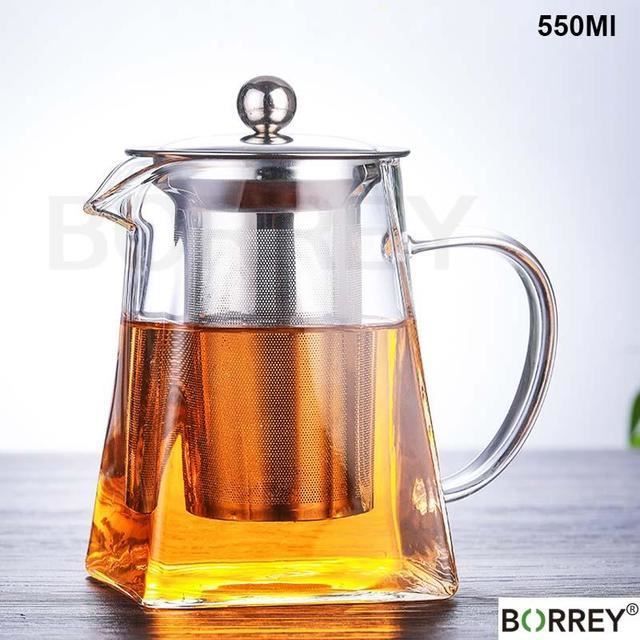 BOUILLOIRE ELECTRIQUE,550Ml--Théière en verre avec infuseur à thé