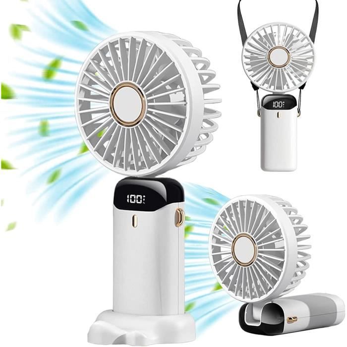 Mini Ventilateur - USB - Portable - Batterie 5000mAh - 5 Vitesses - Blanc - Zgeer