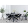 Ensemble table et chaises de jardin - Parma - Table Ø140cm et 4 chaises Lina - Noir et gris-1